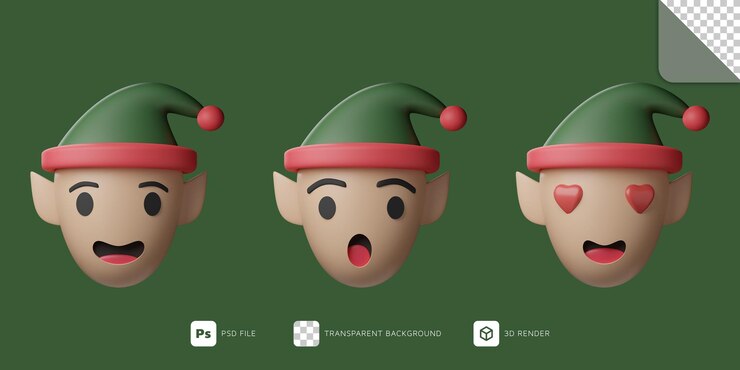 PSD ilustración 3d de duende con expresión diferente