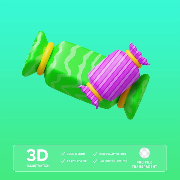 Ilustración en 3D de los dulces PSD