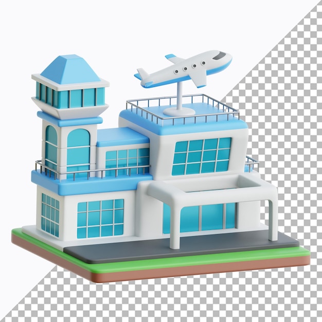 Ilustración 3D del edificio del aeropuerto