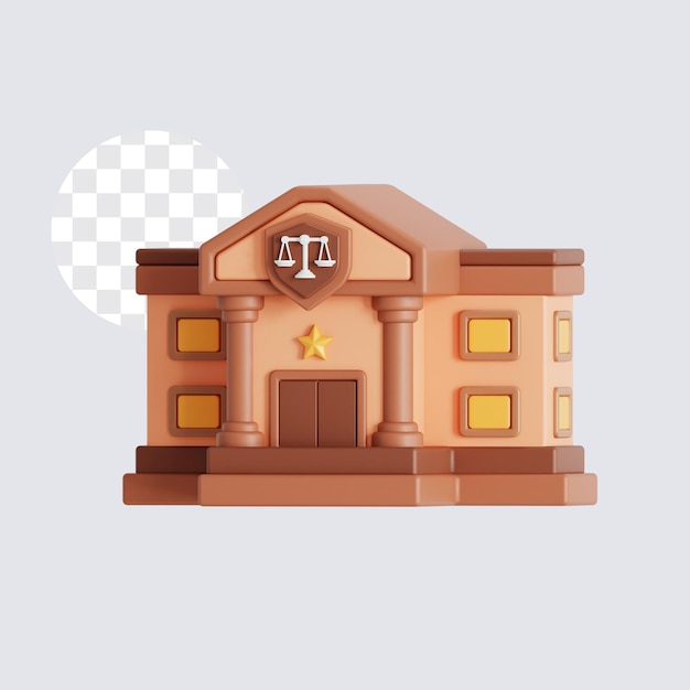 Ilustración 3D del edificio del Palacio de Justicia