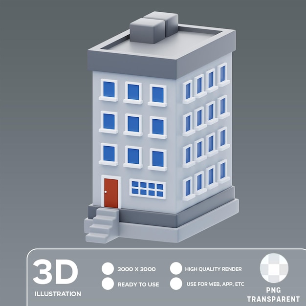 PSD ilustración 3d del edificio psd