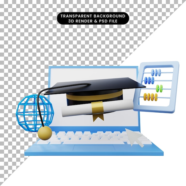 Ilustración 3d de educación en línea