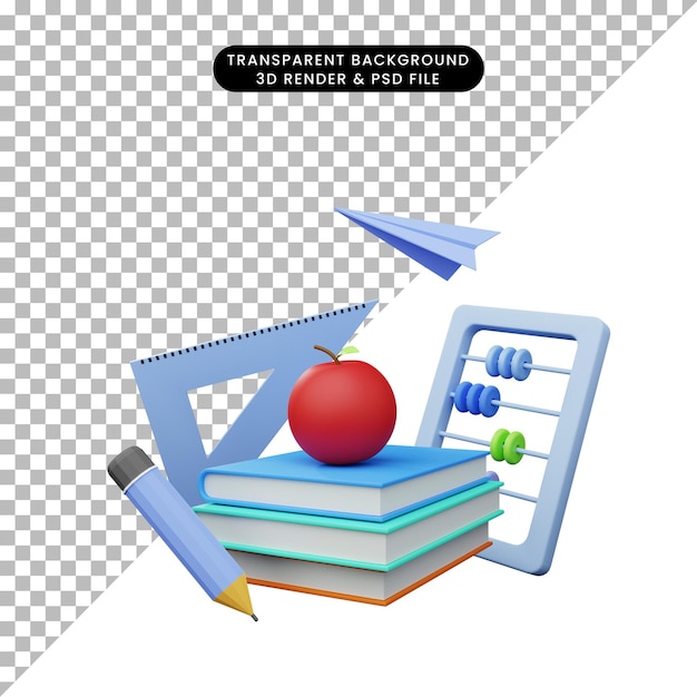 Ilustración 3d de la educación de regreso a la escuela