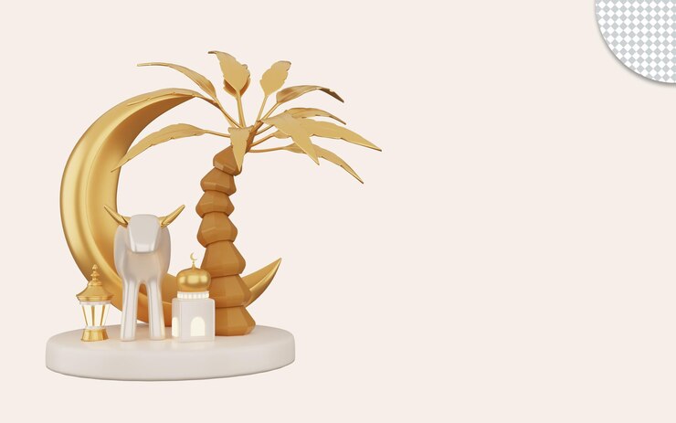 PSD ilustración 3d de eid al adha dorado