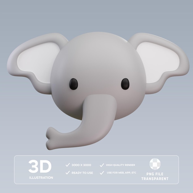 Ilustración 3D del elefante en PSD