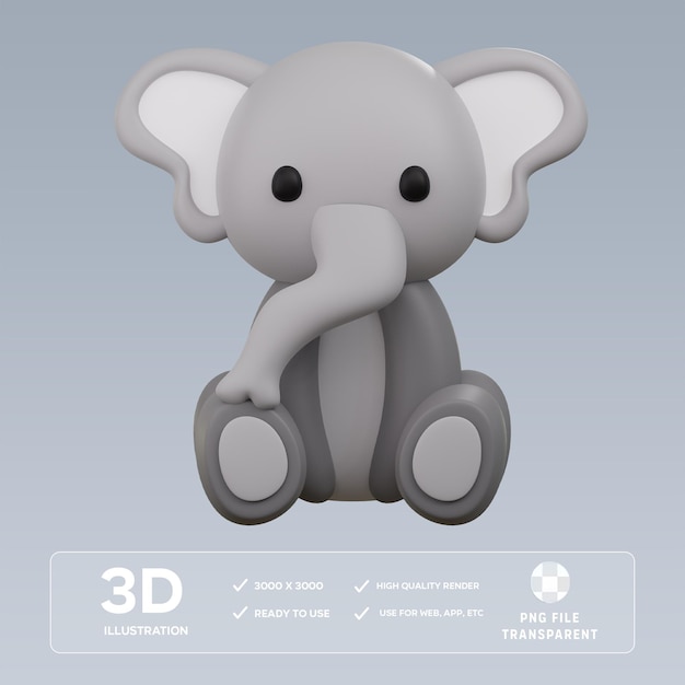 Ilustración 3D del elefante en PSD