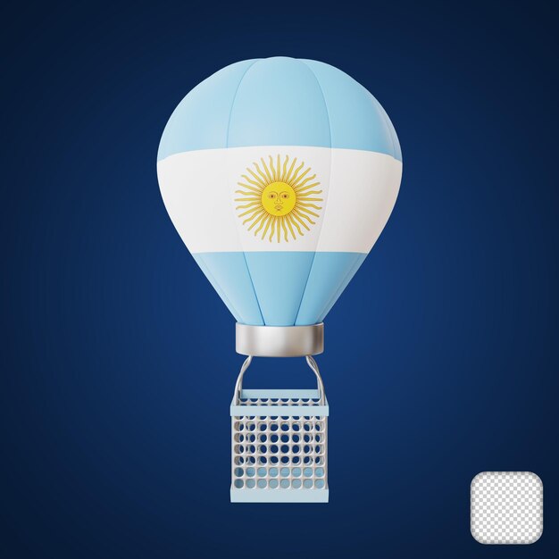 PSD ilustración 3d del elemento de la bandera argentina del globo aéreo