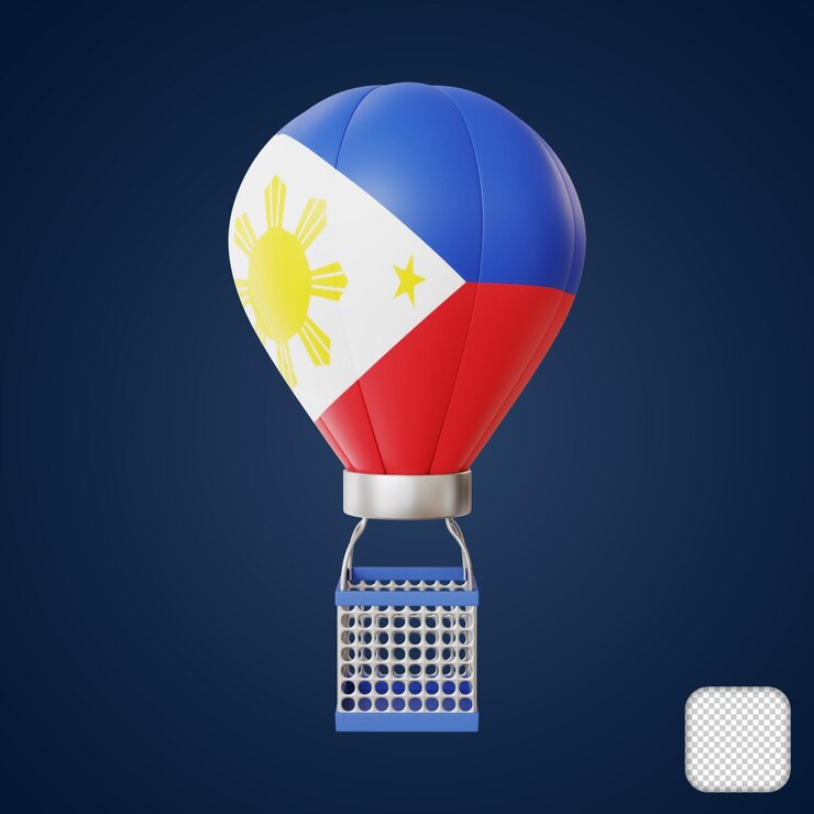PSD ilustración en 3d del elemento de la bandera filipina del globo aéreo