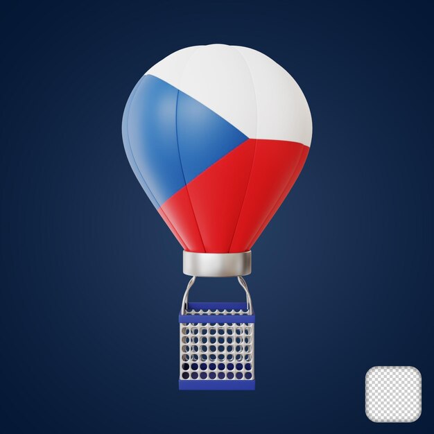 Ilustración en 3d del elemento de bandera del globo aéreo de la República Checa