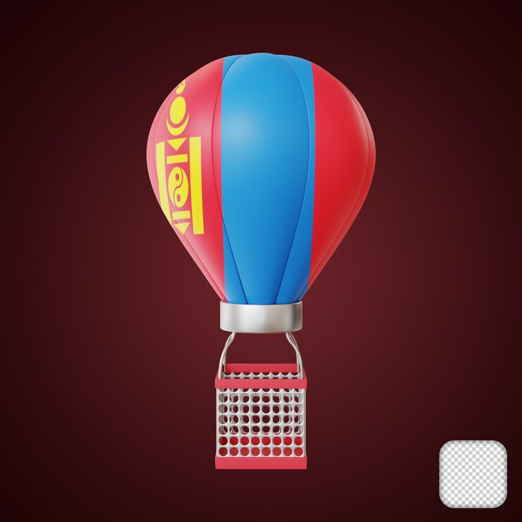 PSD ilustración en 3d del elemento de la bandera de mongolia del globo aéreo
