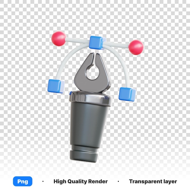 PSD ilustración 3d de un elemento de estructura química con un destornillador debajo en un fondo transparente