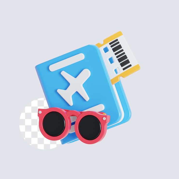 PSD ilustración 3d de los elementos esenciales para el viaje