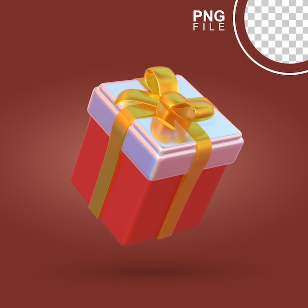 Ilustración 3D elevada Regalo festivo rojo y blanco
