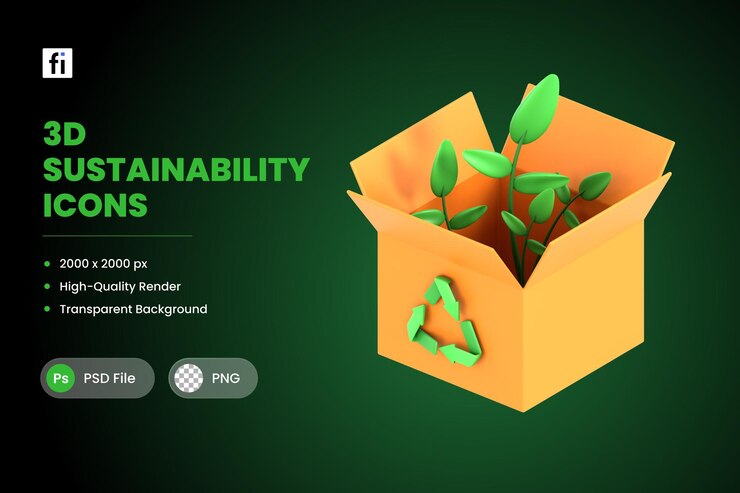 PSD ilustración 3d embalaje ecológico sostenible