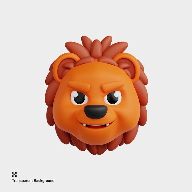 PSD ilustración 3d del emoji de animal león