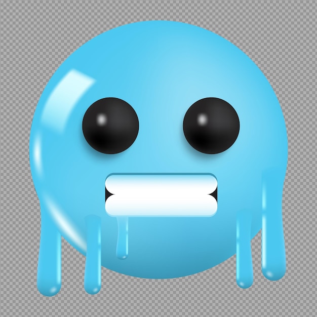 PSD ilustración 3d de un emoji de cara fría con hielo en un fondo transparente