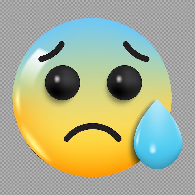 Ilustración en 3D de un emoji de cara molesta en un fondo transparente