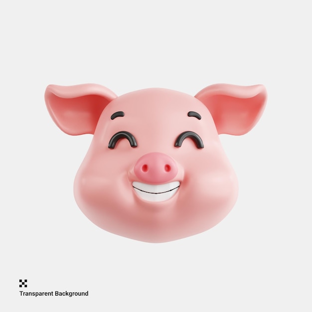 Ilustración en 3D del emoji del cerdo sonriente