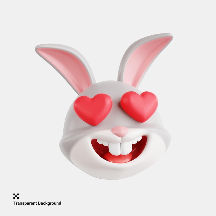 PSD ilustración en 3d del emoji del conejo feliz y alegre