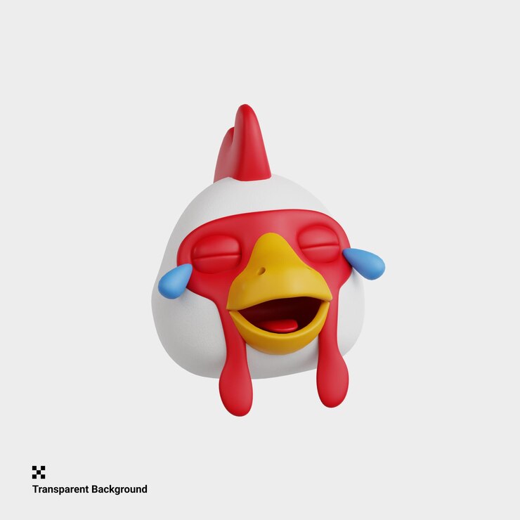 PSD ilustración 3d del emoji de pollo animal que se ríe