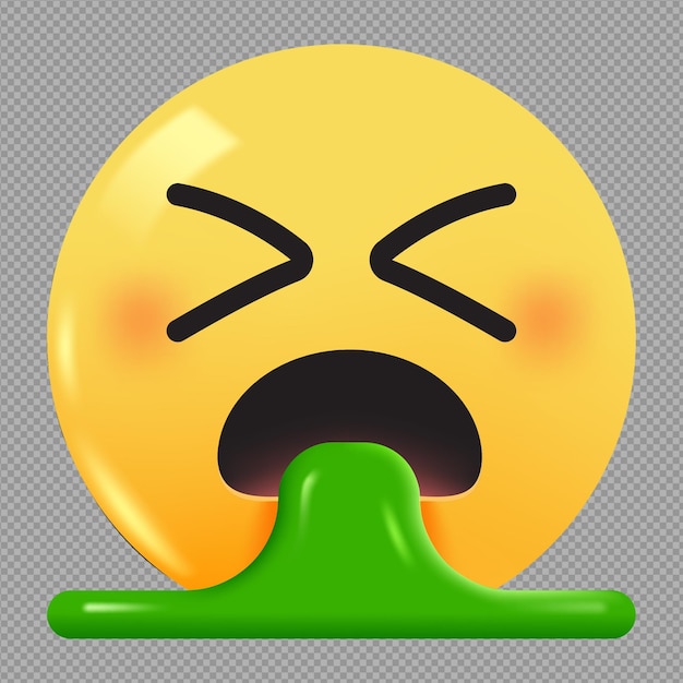 Ilustración en 3D del emoji del vómito