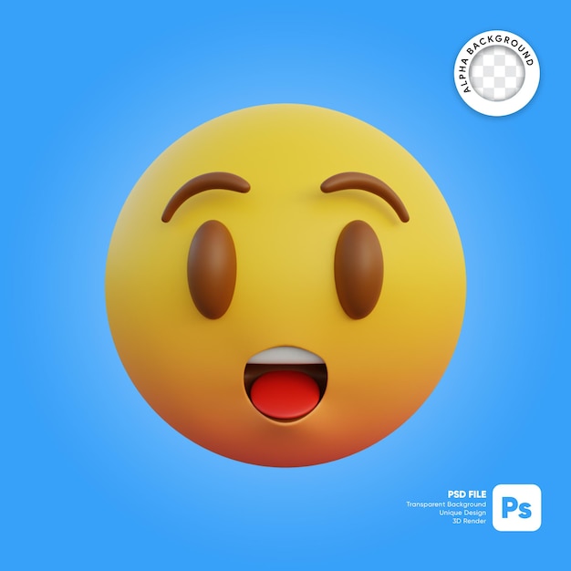 Ilustración 3D Emoticon expresión cara muy entusiasta