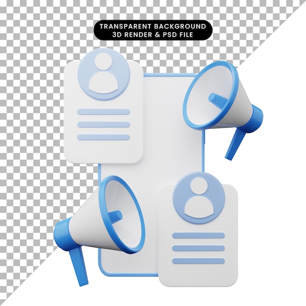 Ilustración 3d de empleado de contratación