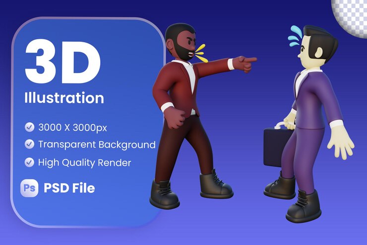 PSD ilustración 3d de empleado siendo despedido