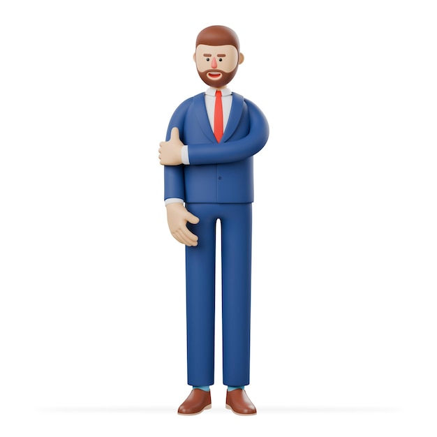 Ilustración en 3D de un empresario estadounidense barbudo víctima de burla y acoso
