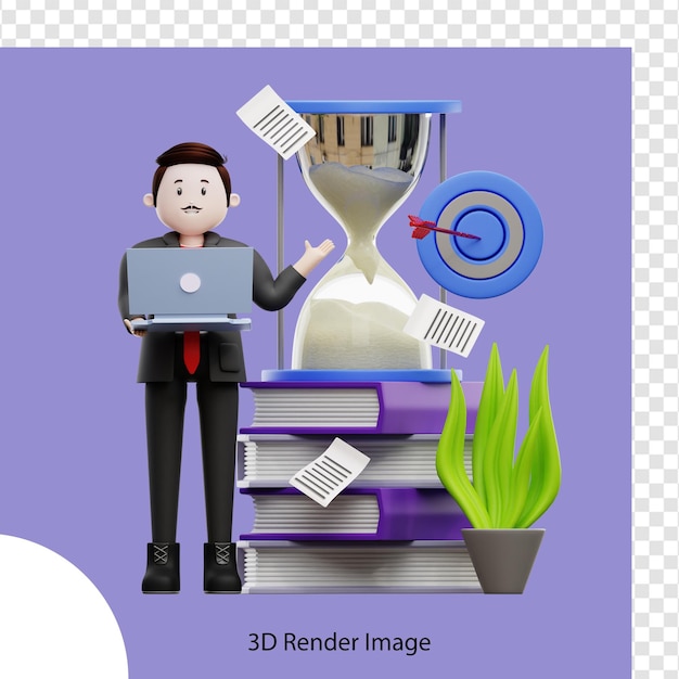 Ilustración 3d Empresario con múltiples tareas