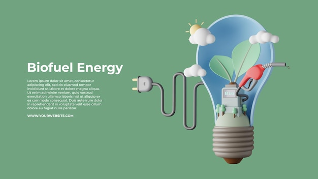 Ilustración 3d de energía de biocombustibles