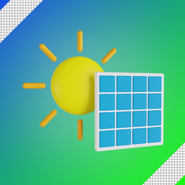 Ilustración 3D de energía del panel solar