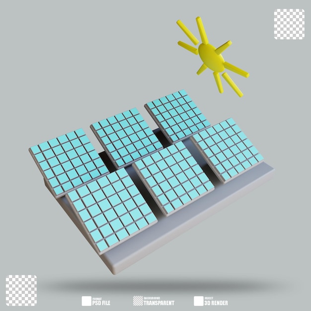 PSD ilustración 3d energía solar 2