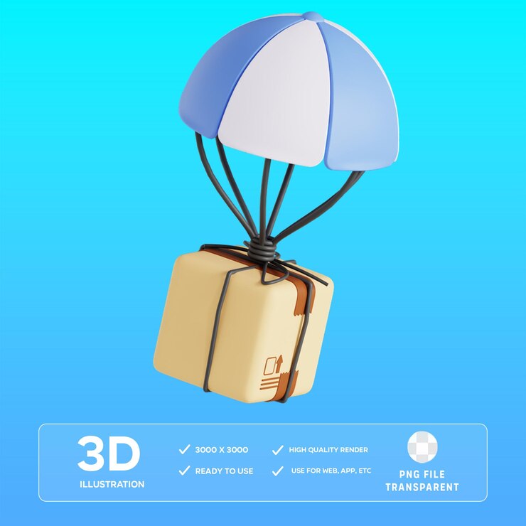Ilustración 3D de la entrega aérea de PSD