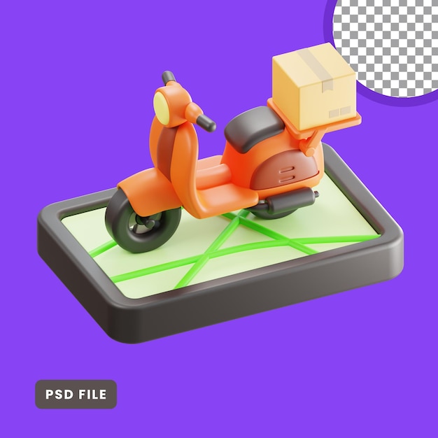 PSD ilustración 3d de entrega en línea