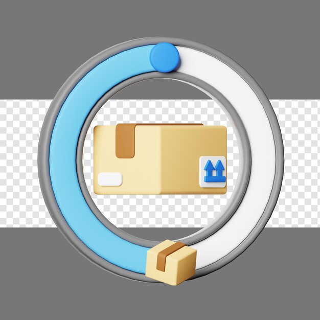 ilustración 3d de entrega de proceso de paquete