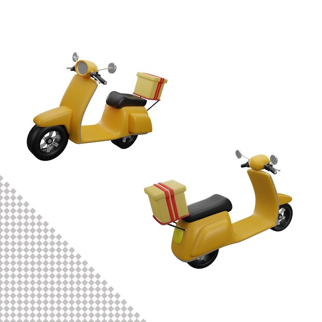 Ilustración 3d de entrega de scooter