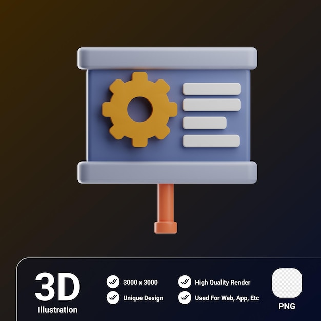 Ilustración 3d de entrenamiento de objetos de ingeniería