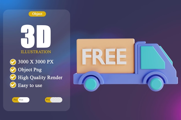 Ilustración 3D envío gratis en coche 3