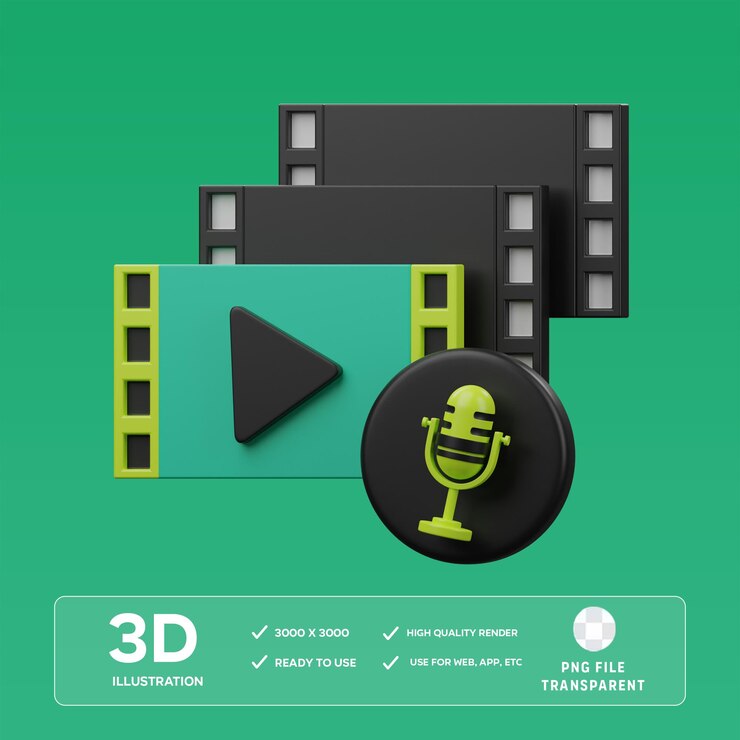 PSD ilustración en 3d del episodio del podcast de psd