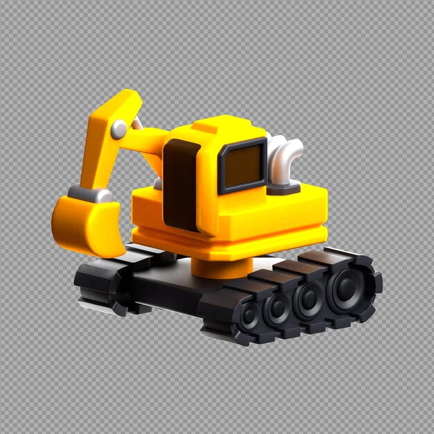 PSD ilustración 3d de un equipo de construcción de tractor utilizado para rodar cemento en un fondo claro