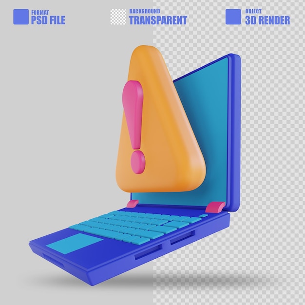 PSD ilustración 3d error de código de computadora portátil 2