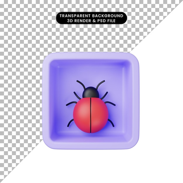 Ilustración 3D de error de icono simple en cubo