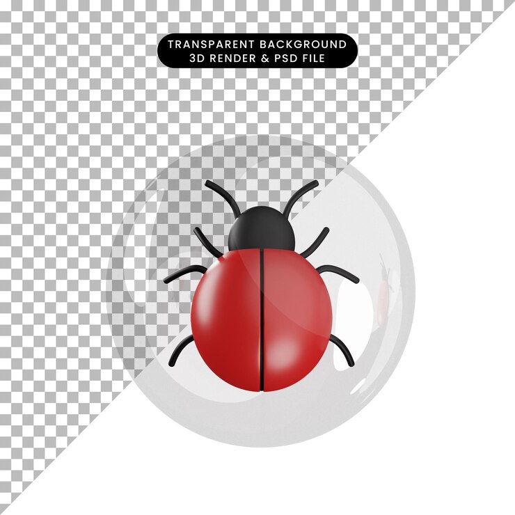 PSD ilustración 3d de error de objeto dentro de burbujas