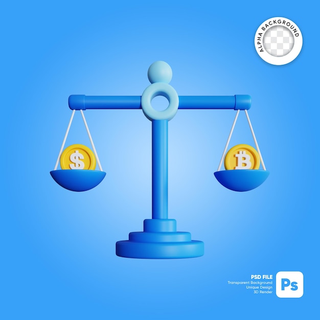 PSD ilustración 3d de escala de equilibrio financiero