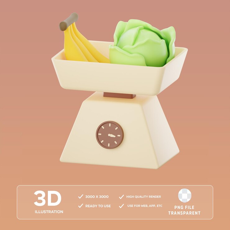 PSD ilustración 3d de la escala de peso de psd