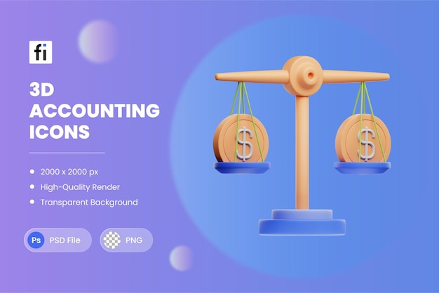 Ilustración 3D de la escala de saldo de auditoría financiera