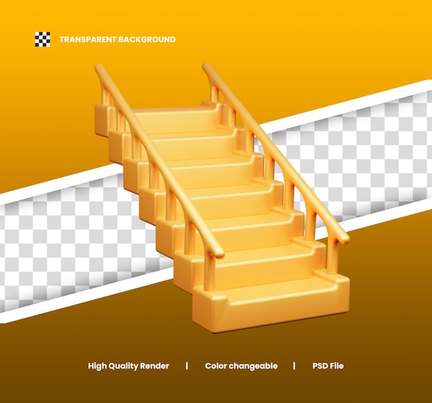 Ilustración 3D de las escaleras o icono 3D del Día del Trabajo