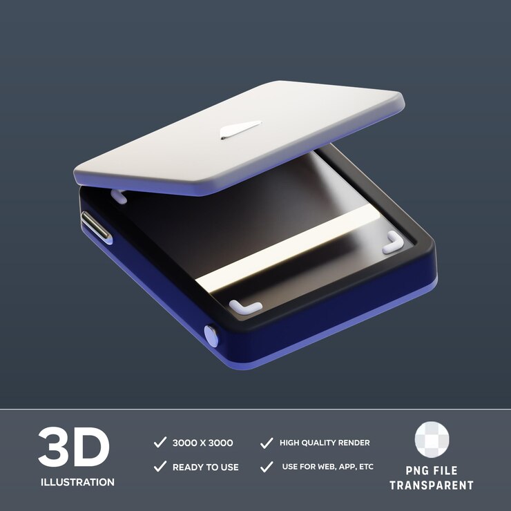 PSD ilustración 3d del escáner psd