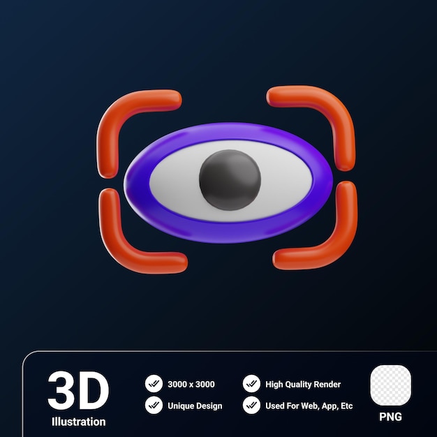 PSD ilustración 3d del escáner de retina del objeto de seguridad